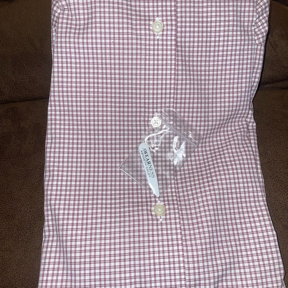 NWT Mens LS Kenneth Cole Shirt Red & Tan Box Plaid on cream - Picture 2 of 3